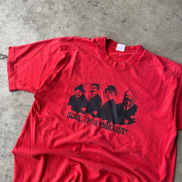VINTAGE 90S MARXIST COMMUNISM POLITICAL T-SHIRT COMEDY LARGE - Picture 1 of 5